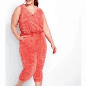 Lane Bryant Livi Sleeveless French Terry Jumpsuit Hibiscus Size 22/24 - NWT